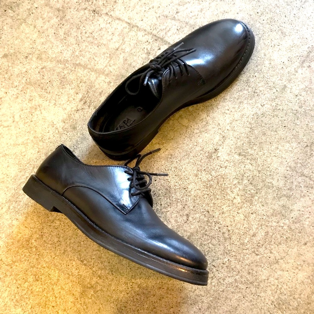 Zara Leather Black Oxfords